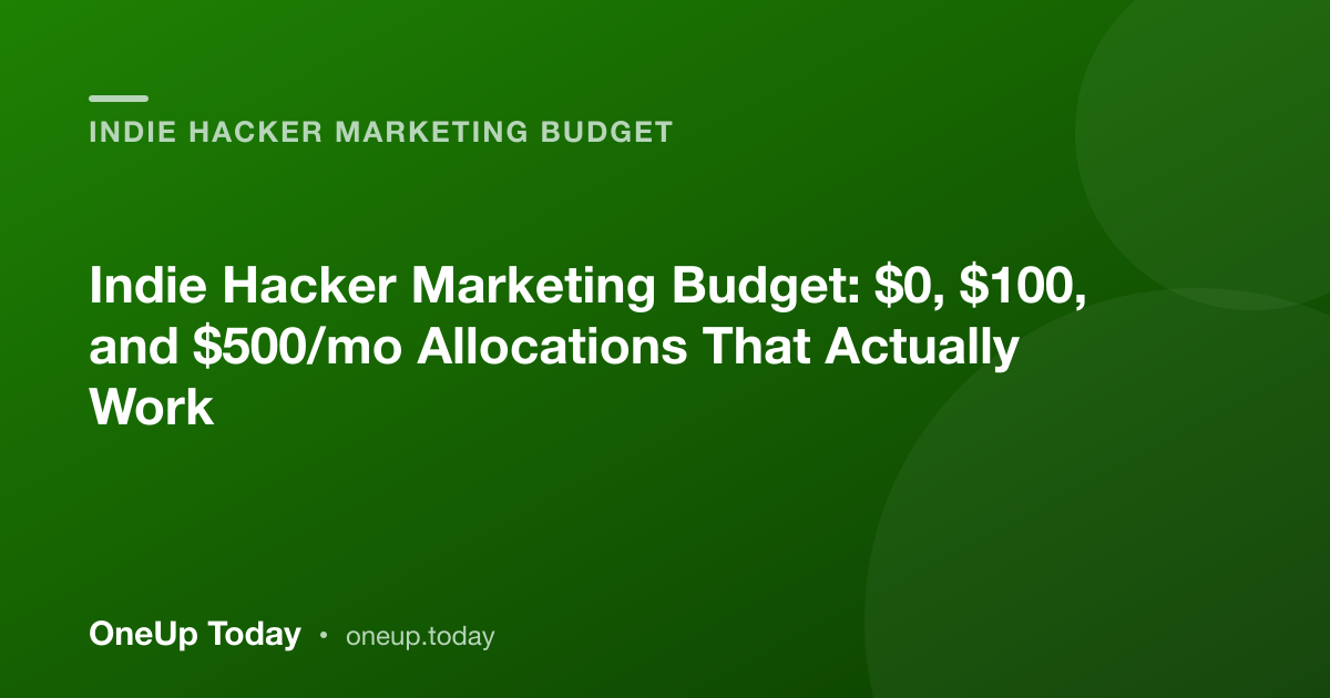 Indie Hacker Marketing Budget: $0, $100, and $500/mo Allocations That Actually Work