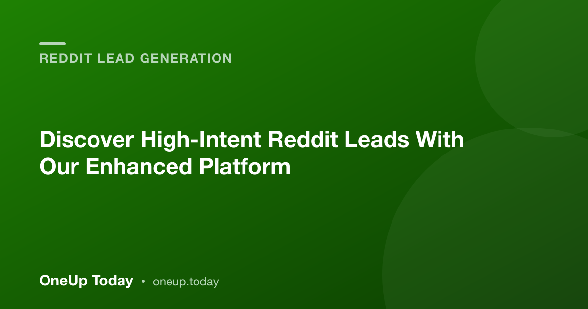 Discover High-Intent Reddit Leads With Our Enhanced Platform